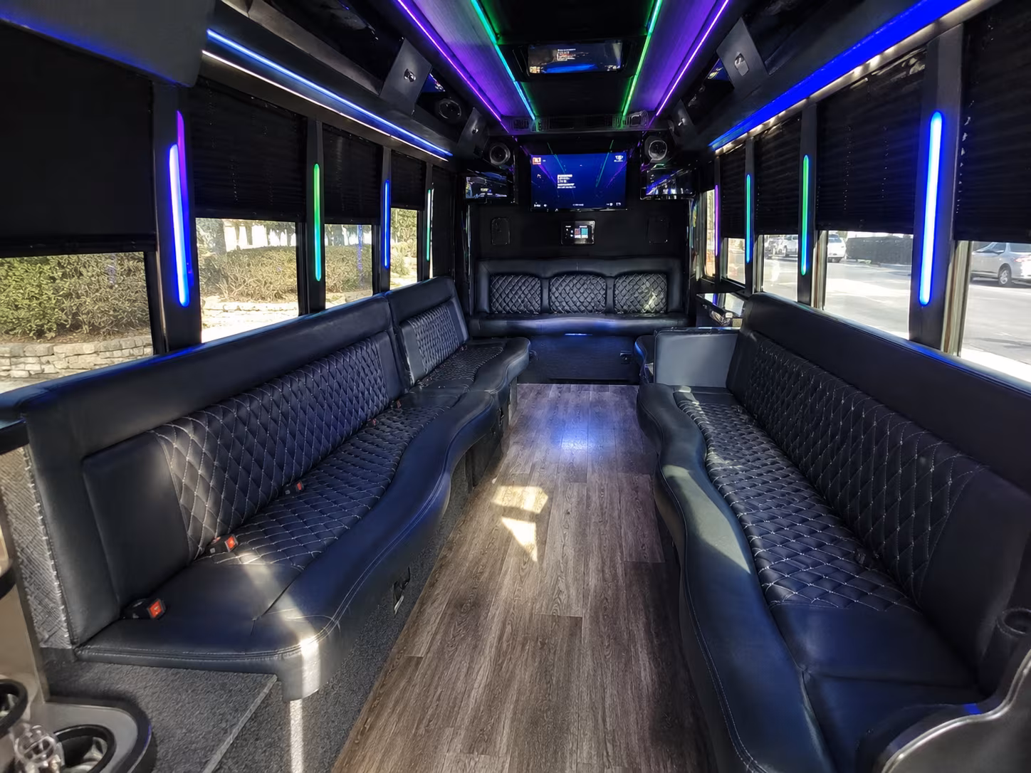 palm bay 15 passenger party bus interior