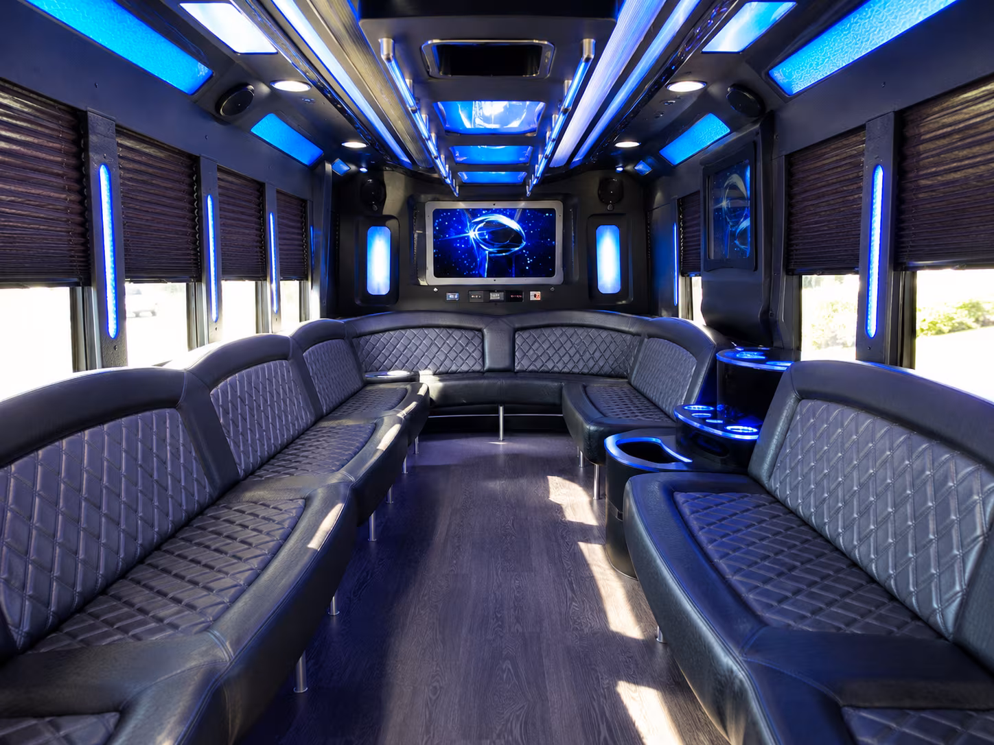 palm bay 28 passenger party bus inside