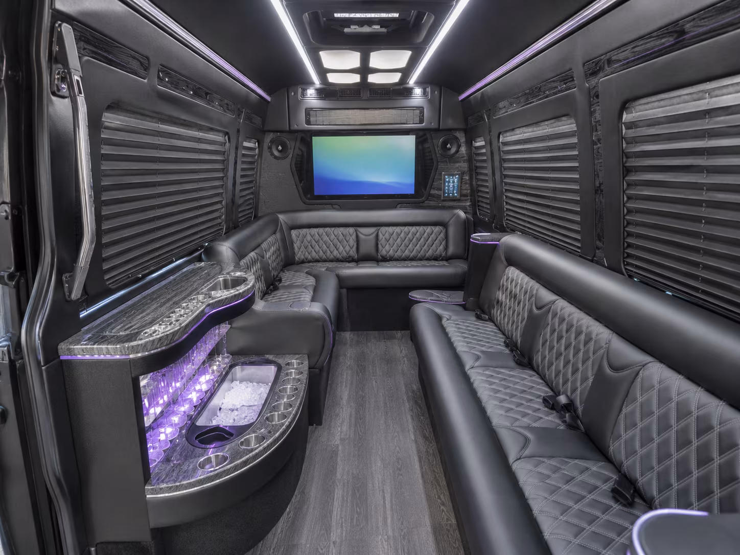 palm bay 40 passenger party bus inside